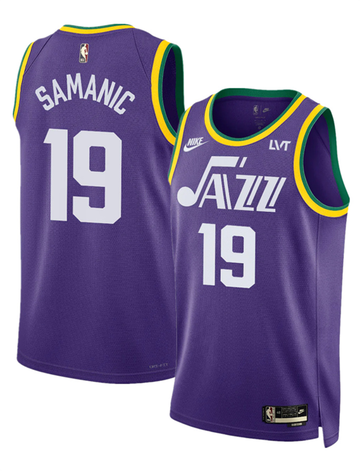 Men's Utah Jazz #19 Luka Samanic Purple 2023 Classic Edition Stitched Basketball Jersey Men's Utah Jazz #19 Luka Samanic Purple 2023 Classic Edition Stitched Basketball Jersey