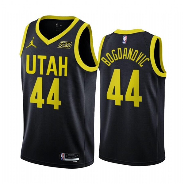 Men's Utah Jazz #44 Bojan Bogdanovic 2022 23 Black Statement Edition Stitched Basketball Jersey Men's Utah Jazz #44 Bojan Bogdanovic 2022 23 Black Statement Edition Stitched Basketball Jersey