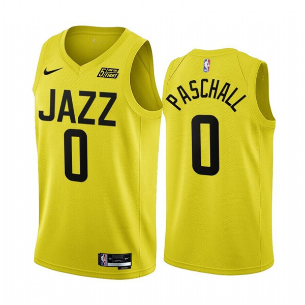 Men's Utah Jazz #0 Eric Paschall 2022 23 Yellow Icon Edition Stitched Basketball Jersey Men's Utah Jazz #0 Eric Paschall 2022 23 Yellow Icon Edition Stitched Basketball Jersey