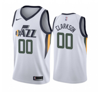Men's Utah Jazz #00 Jordan Clarkson White Association Edition Swingman Stitched Jersey Men's Utah Jazz #00 Jordan Clarkson White Association Edition Swingman Stitched Jersey