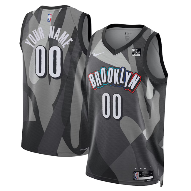 Men's Brooklyn Nets Active Player Custom Gray 2024 25 City Edition Stitched Basketball Jersey Men's Brooklyn Nets Active Player Custom Gray 2024 25 City Edition Stitched Basketball Jersey