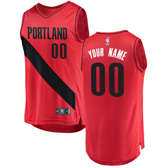 Men's Portland Trail Blazers Red Fast Break Custom Replica Jersey - Statement Edition Men's Portland Trail Blazers Red Fast Break Custom Replica Jersey - Statement Edition