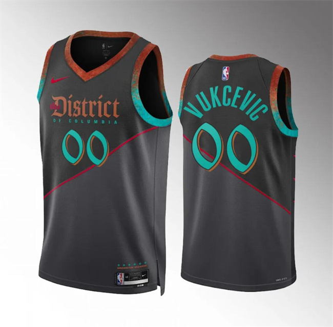 Men's Washington Wizards #00 Tristan Vukcevic Black 2023 24 City Edition Stitched Basketball Jersey Men's Washington Wizards #00 Tristan Vukcevic Black 2023 24 City Edition Stitched Basketball Jersey
