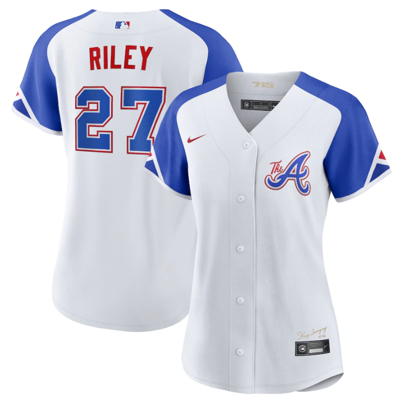Women's Atlanta Braves #27 Austin Riley White 2023 City Connect Stitched Baseball Jersey(Run Small) Women's Atlanta Braves #27 Austin Riley White 2023 City Connect Stitched Baseball Jersey(Run Small)