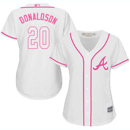 Braves #20 Josh Donaldson White Pink Fashion Women's Stitched Baseball Jersey Braves #20 Josh Donaldson White Pink Fashion Women's Stitched Baseball Jersey