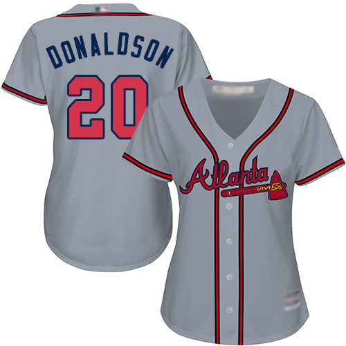 Braves #20 Josh Donaldson Grey Road Women's Stitched Baseball Jersey Braves #20 Josh Donaldson Grey Road Women's Stitched Baseball Jersey