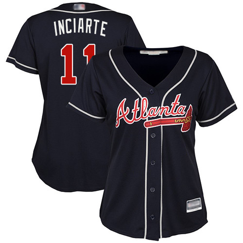 Braves #11 Ender Inciarte Navy Blue Alternate Women's Stitched Baseball Jersey Braves #11 Ender Inciarte Navy Blue Alternate Women's Stitched Baseball Jersey