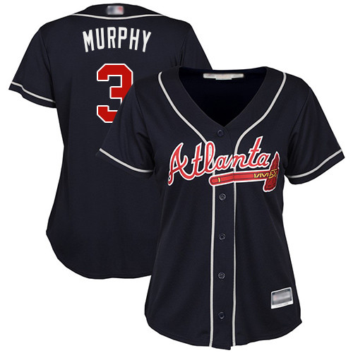 Braves #3 Dale Murphy Navy Blue Alternate Women's Stitched Baseball Jersey Braves #3 Dale Murphy Navy Blue Alternate Women's Stitched Baseball Jersey