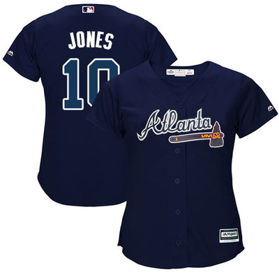 Braves #10 Chipper Jones Navy Blue Alternate Women's Stitched MLB Jersey Braves #10 Chipper Jones Navy Blue Alternate Women's Stitched MLB Jersey