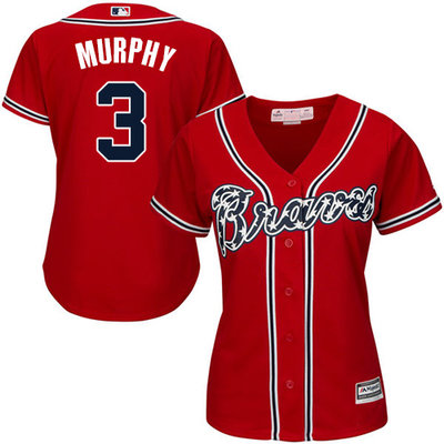 Braves #3 Dale Murphy Red Alternate Women's Stitched MLB Jersey Braves #3 Dale Murphy Red Alternate Women's Stitched MLB Jersey