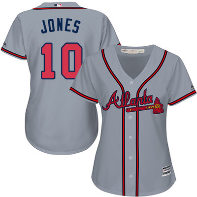 Braves #10 Chipper Jones Grey Road Women's Stitched MLB Jersey Braves #10 Chipper Jones Grey Road Women's Stitched MLB Jersey