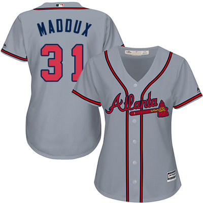 Braves #31 Greg Maddux Grey Road Women's Stitched MLB Jersey Braves #31 Greg Maddux Grey Road Women's Stitched MLB Jersey