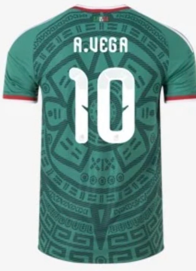 26 Youth Mexico #10 A. VEGA Green Short Sleeve Jersey