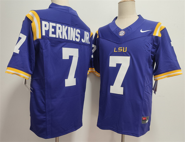 Men's LSU Tigers #7 Harold Perkins Jr. Purple F.U.S.E. Stitched Jersey Men's LSU Tigers #7 Harold Perkins Jr. Purple F.U.S.E. Stitched Jersey