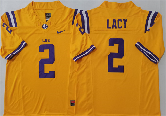 Men's LSU Tigers #2 Kyren Lacy Yellow F.U.S.E. Stitched Jersey Men's LSU Tigers #2 Kyren Lacy Yellow F.U.S.E. Stitched Jersey