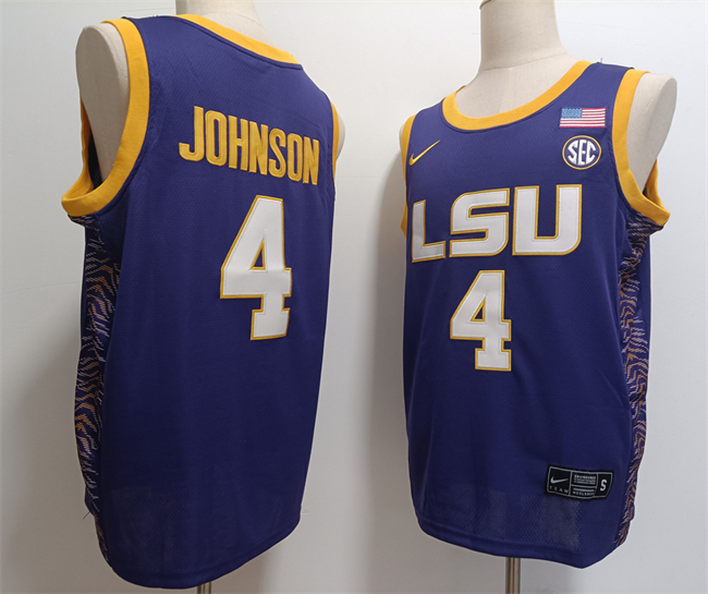 Men's LSU Tigers #4 Flau'Jae Johnson Purple Stitched Baseball Jersey Men's LSU Tigers #4 Flau'Jae Johnson Purple Stitched Baseball Jersey