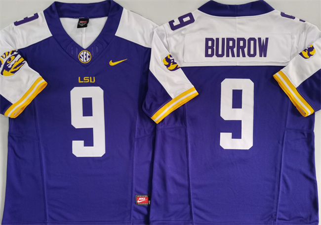 Men's LSU Tigers #9 Joe Burreaux Purple White F.U.S.E. Stitched Jersey Men's LSU Tigers #9 Joe Burreaux Purple White F.U.S.E. Stitched Jersey