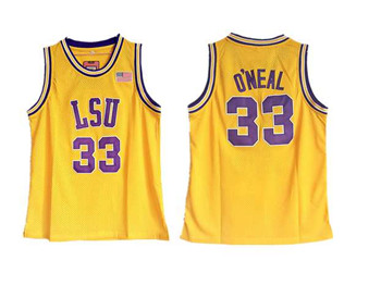 LSU Tigers #33 Shaquille O'Neal Gold College Basketball Stitched NBA Jersey LSU Tigers #33 Shaquille O'Neal Gold College Basketball Stitched NBA Jersey