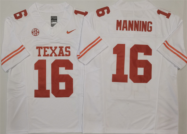Men's Texas Longhorns #16 Peyton Manning White F.U.S.E. Stitched Jersey Men's Texas Longhorns #16 Peyton Manning White F.U.S.E. Stitched Jersey