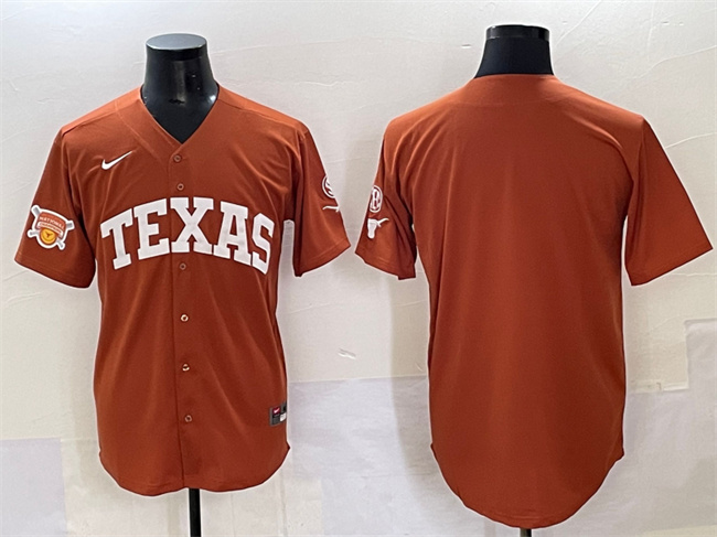 Men's Texas Longhorns Blank Orange 2025 Softball National Champions & SEC Patch Stitched Jersey Men's Texas Longhorns Blank Orange 2025 Softball National Champions & SEC Patch Stitched Jersey