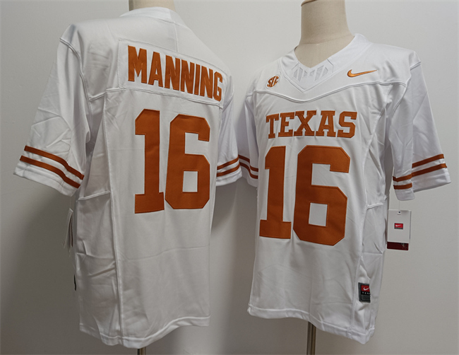 Men's Texas Longhorns #16 Peyton Manning White F.U.S.E Stitched Jersey Men's Texas Longhorns #16 Peyton Manning White F.U.S.E Stitched Jersey
