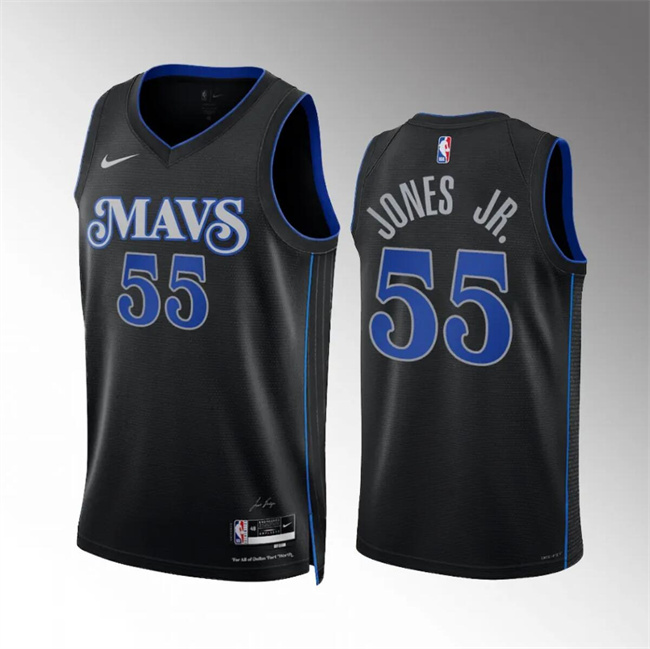 Men's Dallas Mavericks #55 Derrick Jones Jr Black 2023 24 City Edition Stitched Basketball Jersey Men's Dallas Mavericks #55 Derrick Jones Jr Black 2023 24 City Edition Stitched Basketball Jersey