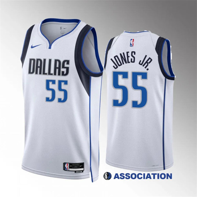 Men's Dallas Mavericks #55 Derrick Jones Jr White Association Edition Stitched Basketball Jersey Men's Dallas Mavericks #55 Derrick Jones Jr White Association Edition Stitched Basketball Jersey