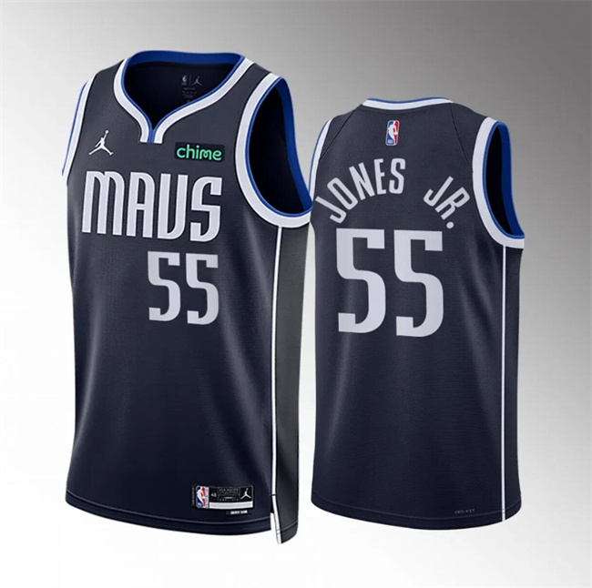 Men's Dallas Mavericks #55 Derrick Jones Jr Navy Statement Edition Stitched Basketball Jersey Men's Dallas Mavericks #55 Derrick Jones Jr Navy Statement Edition Stitched Basketball Jersey