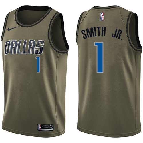 Nike Mavericks #1 Dennis Smith Jr. Green Salute to Service NBA Swingman Jersey Nike Mavericks #1 Dennis Smith Jr. Green Salute to Service NBA Swingman Jersey