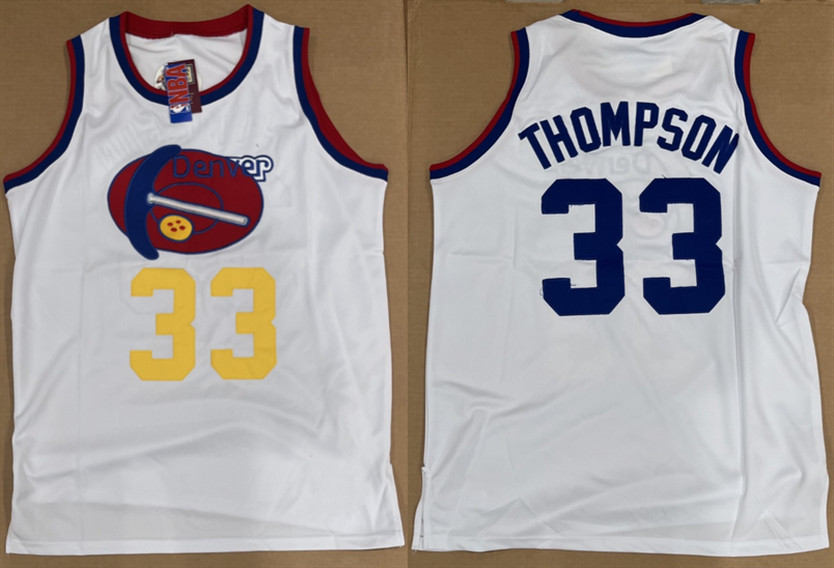 Men's Denver Nuggets #33 David Thompson White Stitched Basketball Jersey Men's Denver Nuggets #33 David Thompson White Stitched Basketball Jersey