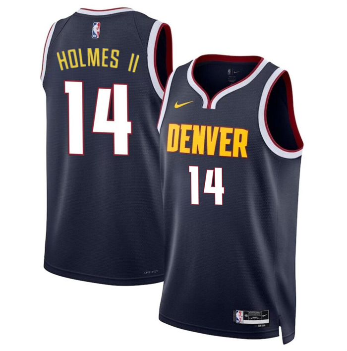 Men's Denver Nuggets #14 DaRon Holmes II Navy 2024 Draft Icon Edition Stitched Basketball Jersey Men's Denver Nuggets #14 DaRon Holmes II Navy 2024 Draft Icon Edition Stitched Basketball Jersey