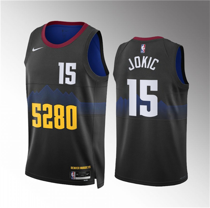 Men's Denver Nuggets #15 Nikola Jokic Black 2023 City Edition Stitched Basketball Jersey Men's Denver Nuggets #15 Nikola Jokic Black 2023 City Edition Stitched Basketball Jersey
