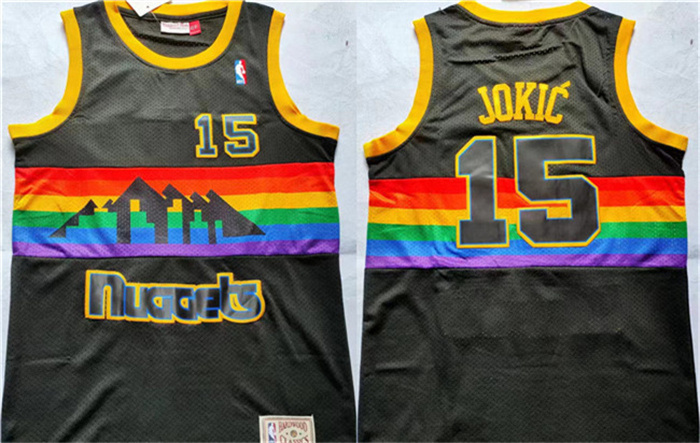 Men's Denver Nuggets #15 Nikola Jokic Black Throwback Stitched Jersey Men's Denver Nuggets #15 Nikola Jokic Black Throwback Stitched Jersey