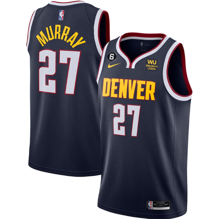 Men's Denver Nuggets #27 Jamal Murray Navy Icon Edition With NO.6 Patch Stitched Jersey Men's Denver Nuggets #27 Jamal Murray Navy Icon Edition With NO.6 Patch Stitched Jersey