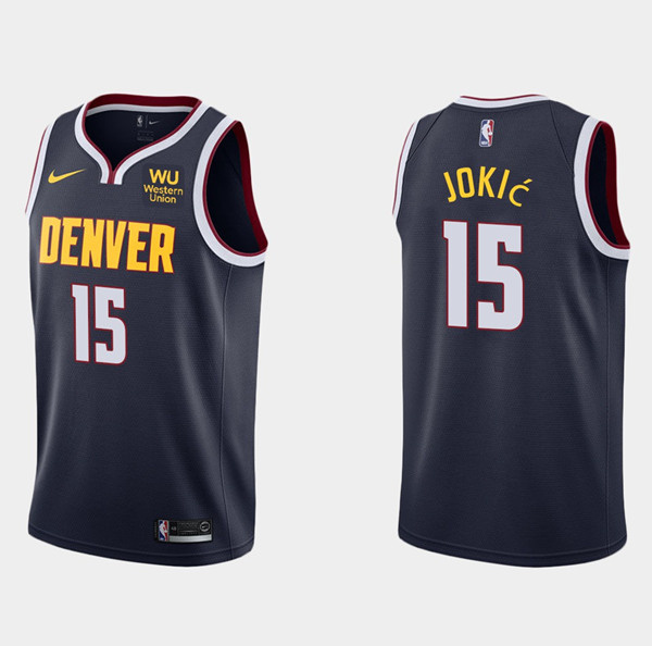 Men's Denver Nuggets #15 Nikola Jokic Navy Icon Edition Stitched Jersey Men's Denver Nuggets #15 Nikola Jokic Navy Icon Edition Stitched Jersey