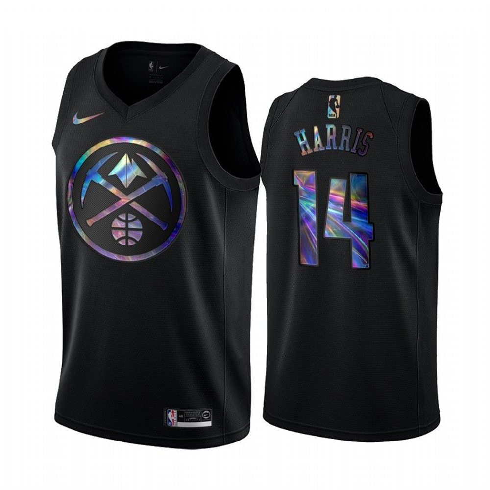 Nike Nuggets #14 Gary Harris Men's Iridescent Holographic Collection NBA Jersey - Black Nike Nuggets #14 Gary Harris Men's Iridescent Holographic Collection NBA Jersey - Black