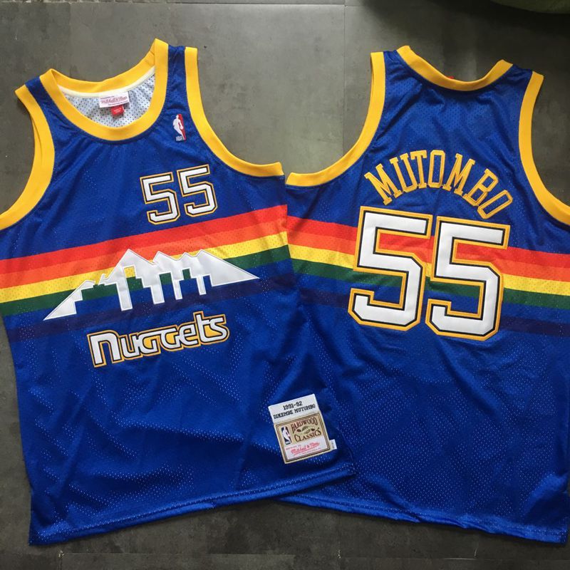 Nuggets 55 Dikembe Mutombo Blue 1991-92 Hardwood Classics Swingman Jersey Nuggets 55 Dikembe Mutombo Blue 1991-92 Hardwood Classics Swingman Jersey