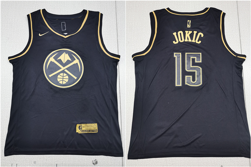 Nuggets 15 Nikola Jokic Black Gold Nike Swingman Jersey Nuggets 15 Nikola Jokic Black Gold Nike Swingman Jersey
