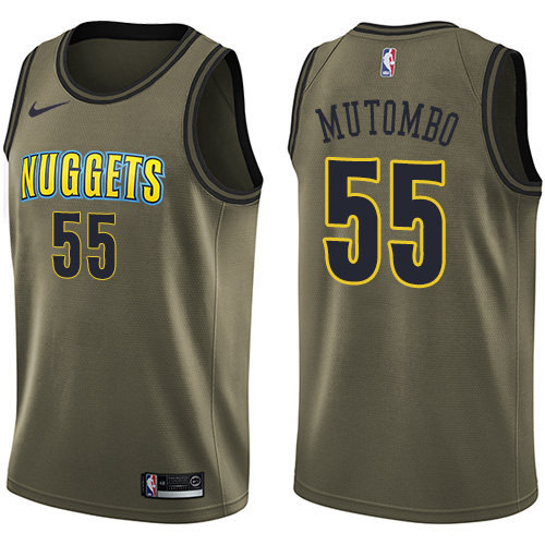 Nike Nuggets #55 Dikembe Mutombo Green Salute to Service NBA Swingman Jersey Nike Nuggets #55 Dikembe Mutombo Green Salute to Service NBA Swingman Jersey