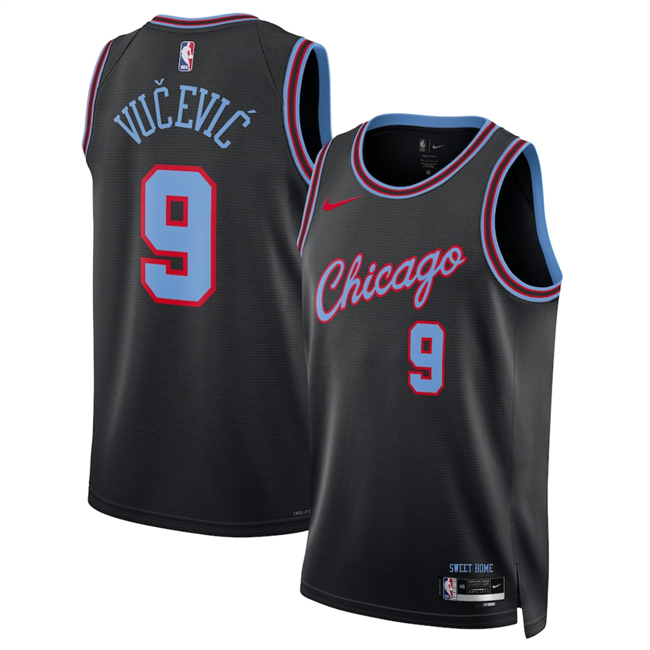 Men's Chicago Bulls #9 Nikola Vu?evi? Black 2025 26 City Edition Stitched Basketball Jersey Men's Chicago Bulls #9 Nikola Vu?evi? Black 2025 26 City Edition Stitched Basketball Jersey