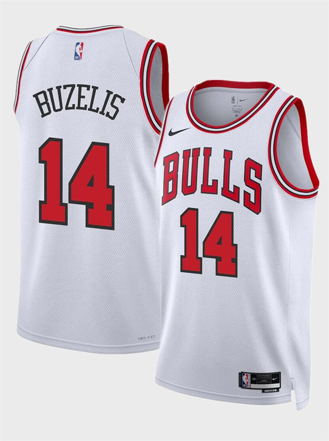 Men's Chicago Bulls #14 Matas Buzelis White 2024 Draft Association Edition Stitched Basketball Jersey Men's Chicago Bulls #14 Matas Buzelis White 2024 Draft Association Edition Stitched Basketball Jersey