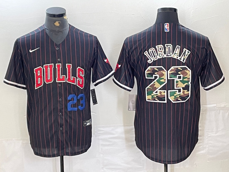 Men's Chicago Bulls #23 Michael Jordan Gray Camo Cool Base Stitched Baseball Jersey 1 Men's Chicago Bulls #23 Michael Jordan Gray Camo Cool Base Stitched Baseball Jersey 1
