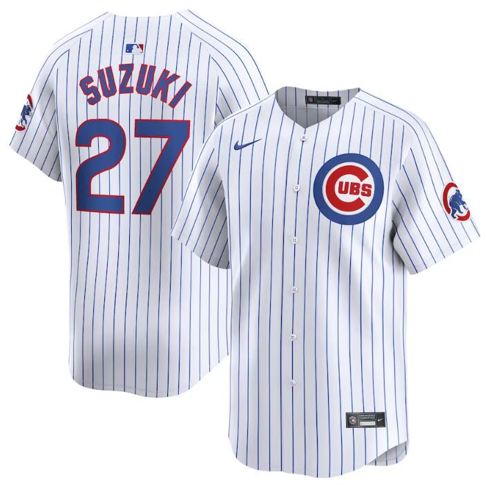 Men's Chicago Cubs #27 Seiya Suzuki White 2024 Home Limited Stitched Baseball Jersey Men's Chicago Cubs #27 Seiya Suzuki White 2024 Home Limited Stitched Baseball Jersey
