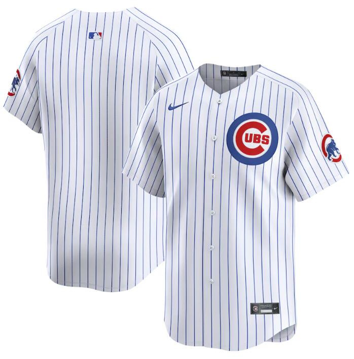Men's Chicago Cubs Blank White 2024 Home Limited Stitched Baseball Jersey Men's Chicago Cubs Blank White 2024 Home Limited Stitched Baseball Jersey