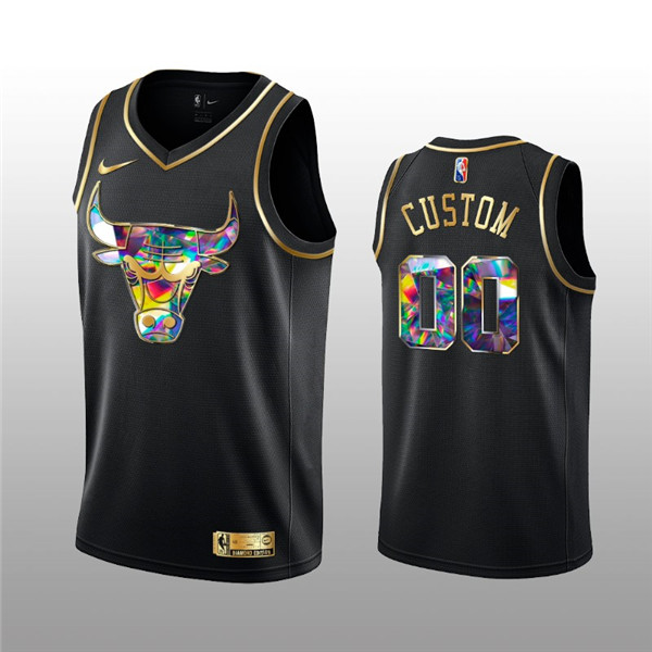 Men's Chicago Bulls Active Player Custom 2021 22 Black Golden Edition 75th Anniversary Diamond Logo Stitched Basketball Jersey Men's Chicago Bulls Active Player Custom 2021 22 Black Golden Edition 75th Anniversary Diamond Logo Stitched Basketball Jersey