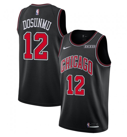 Men's Chicago Bulls #12 Ayo Dosunmu Black Stitched Basketball Jersey Men's Chicago Bulls #12 Ayo Dosunmu Black Stitched Basketball Jersey