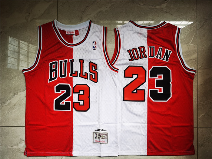Bulls 23 Michael Jordan Split White Red 1996-97 Hardwood Classics Mesh Jersey Bulls 23 Michael Jordan Split White Red 1996-97 Hardwood Classics Mesh Jersey