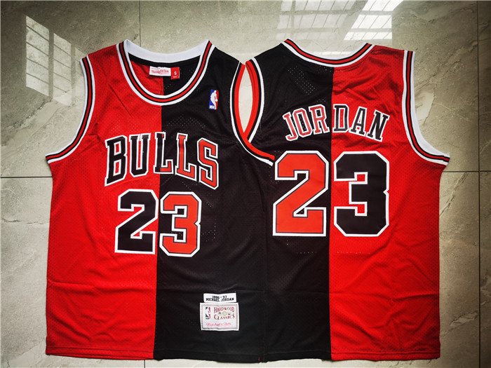 Bulls 23 Michael Jordan Split Black Red 1996-97 Hardwood Classics Mesh Jersey Bulls 23 Michael Jordan Split Black Red 1996-97 Hardwood Classics Mesh Jersey