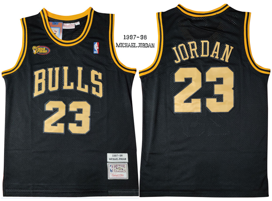 Bulls 23 Michael Jordan Black 1997-98 Hardwood Classics NBA Finals Mesh Jersey Bulls 23 Michael Jordan Black 1997-98 Hardwood Classics NBA Finals Mesh Jersey