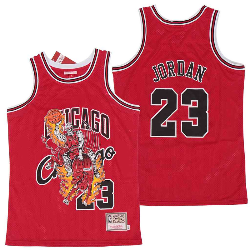 Men's Bulls 23 Michael Jordan skeleton red Jersey Men's Bulls 23 Michael Jordan skeleton red Jersey